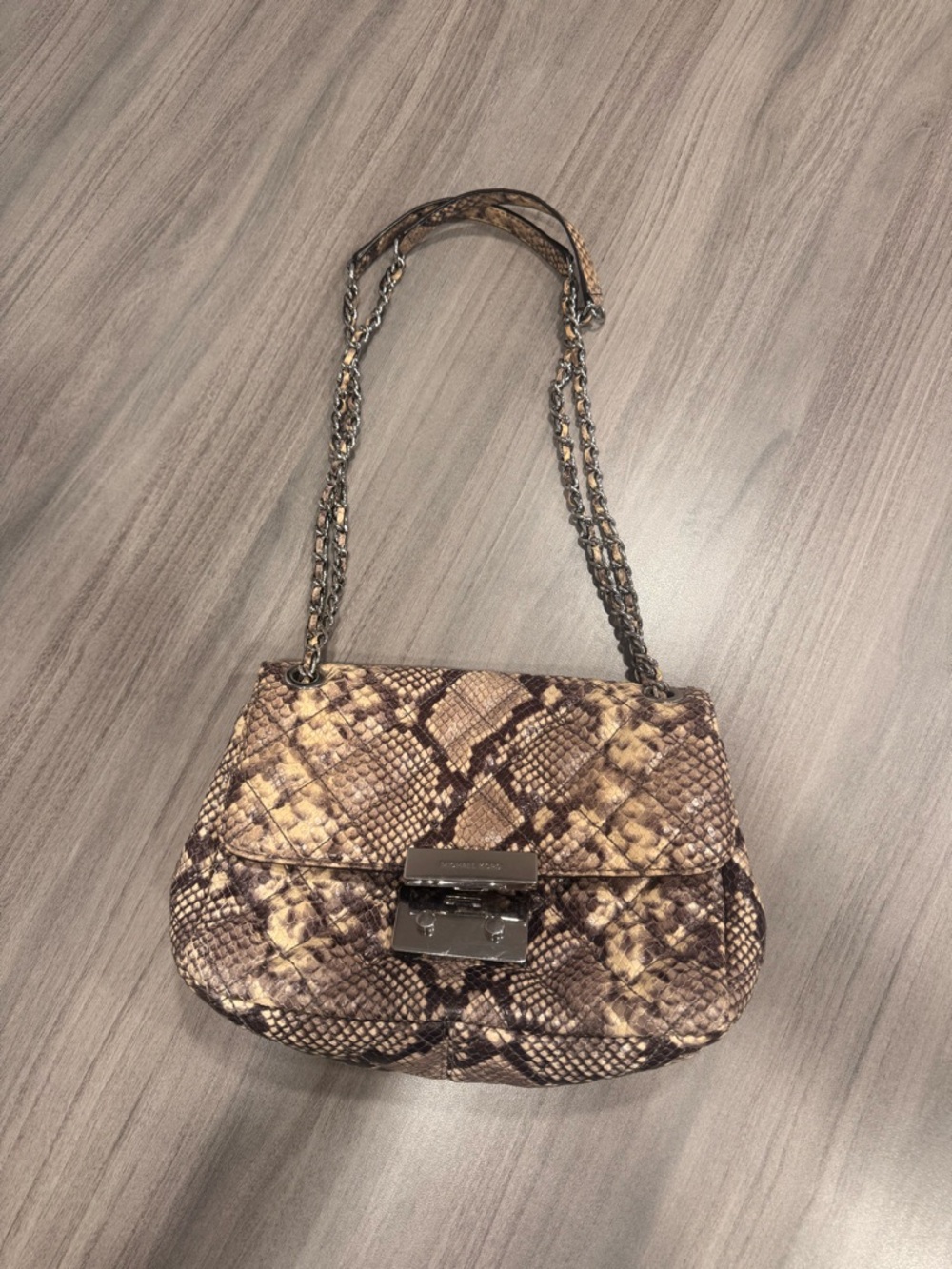 Michael KorsSnake-Effect Shoulder Bag in Neutral Python Print - USED